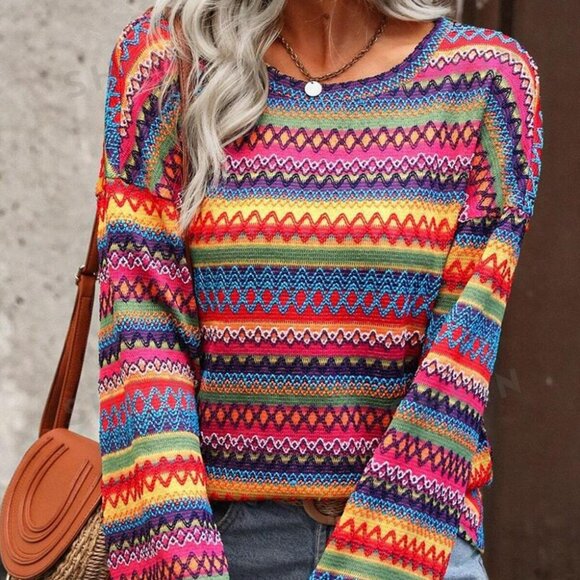 Sweaters - NWOT Multicolor Striped Textured Sweater - Women